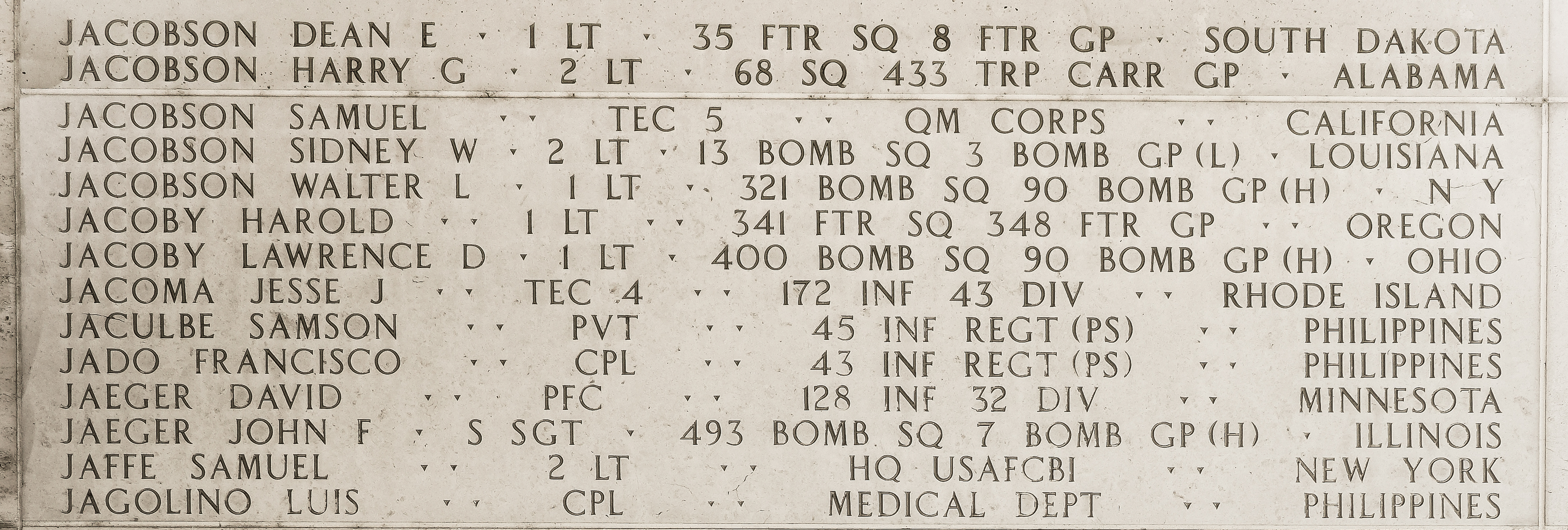 Sidney W. Jacobson, Second Lieutenant